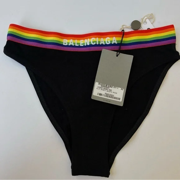 NWT Balenciaga Women’s Pride Panty Brief Underwear - Black , slip sporty briefs